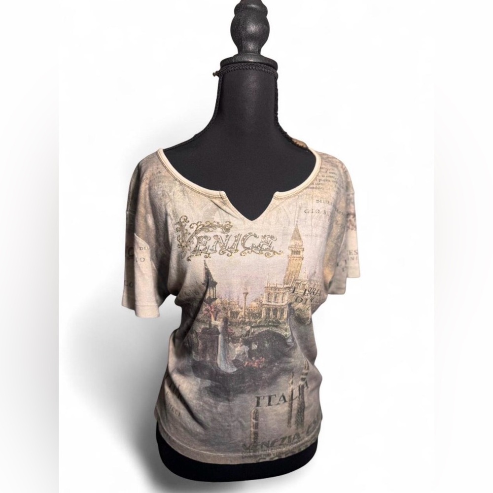 Euro Venice, Italia Graphic Scoop-Neck Short Sleeve